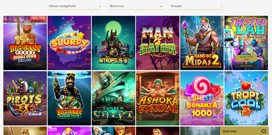 A bonus buy játékok kínálata a Kaszino.hu oldalán