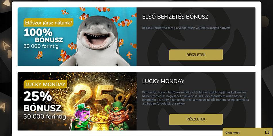 Felhasználóbarát bónuszok a kínálatban