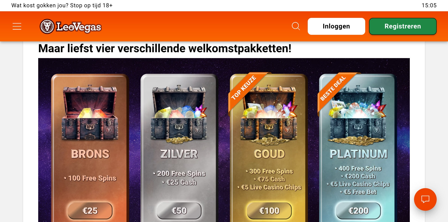 LeoVegas Welkomstbonussen