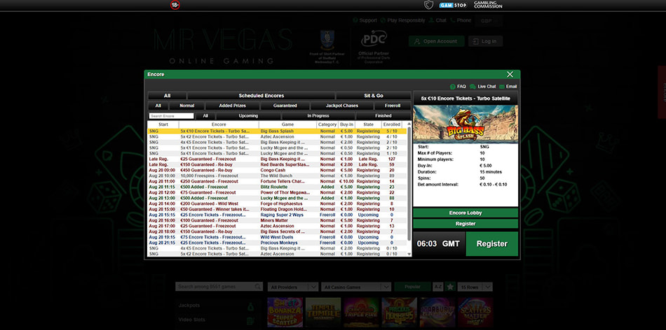 Encore Social Gaming Feature at Mr Vegas