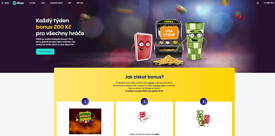 Nabídka promo akcí v online casinu Sazka Hry