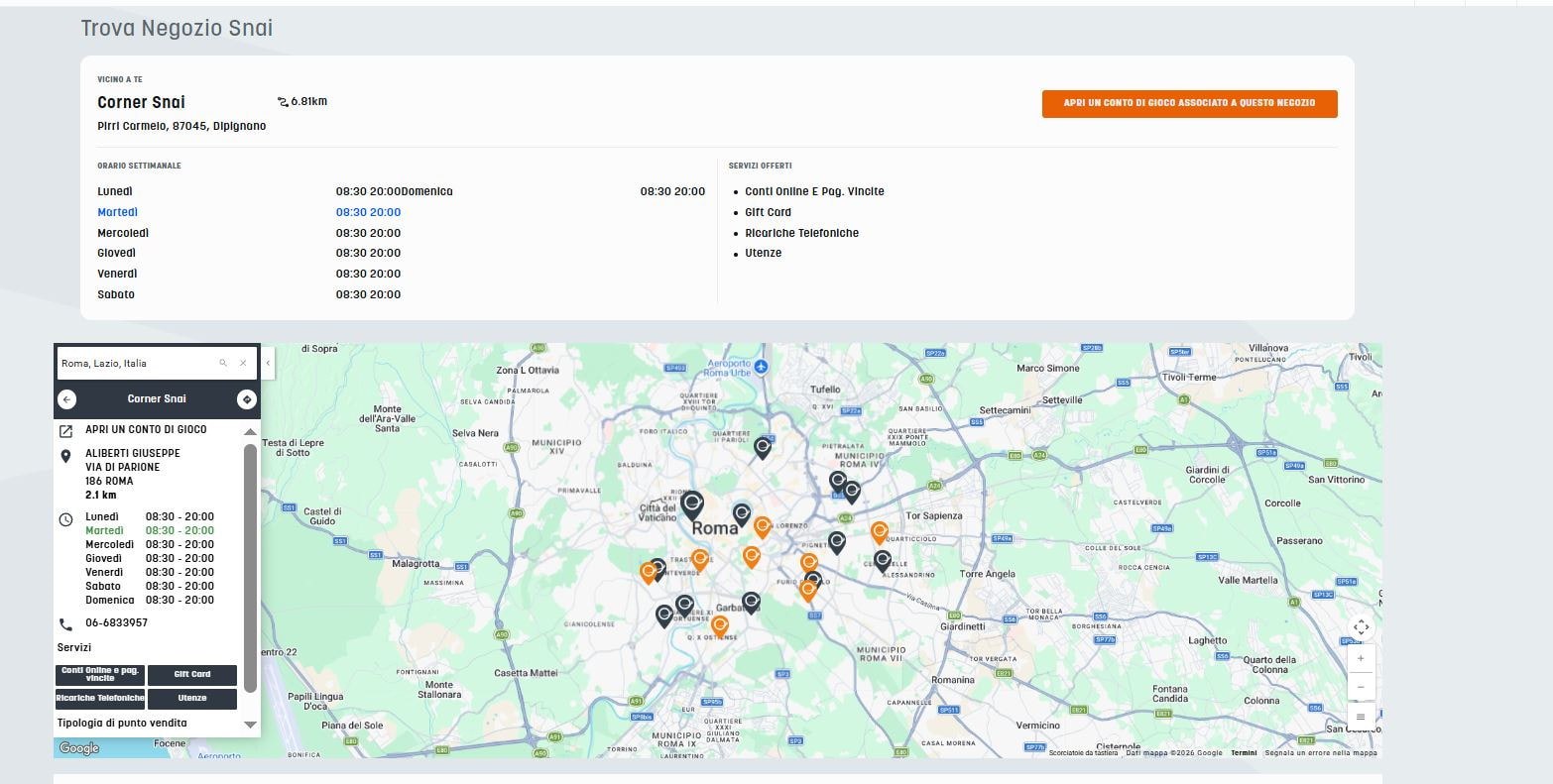 Il tool per trovare il punto SNAI più vicino.