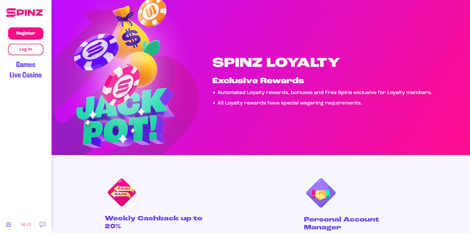 Loyalty Rewards at Spinz Casino