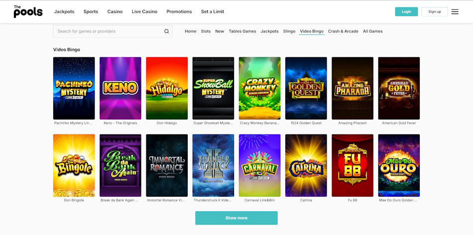 The Pools Video Bingo Games