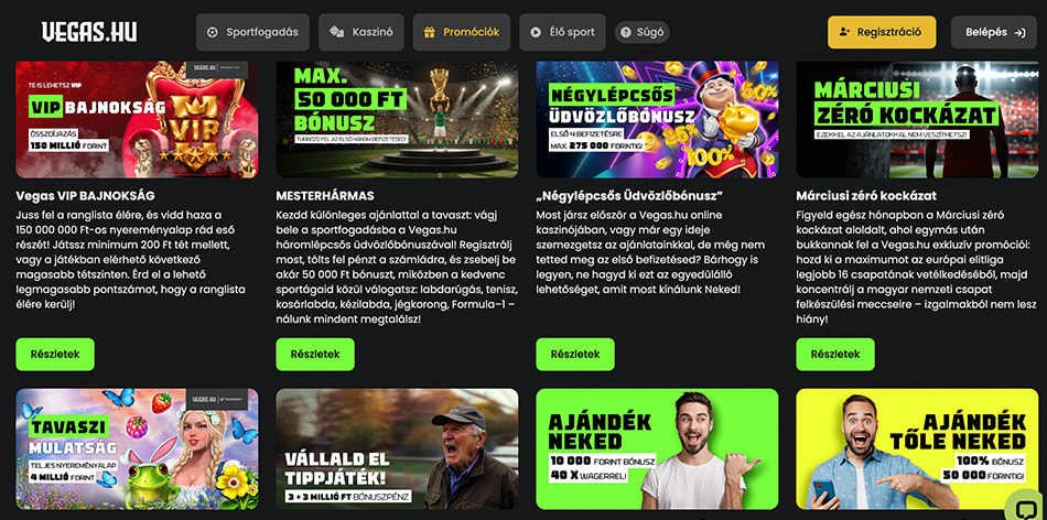 A Vegas.hu bónusz kínálata