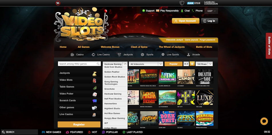 Useful Game Search Filters at Videoslots