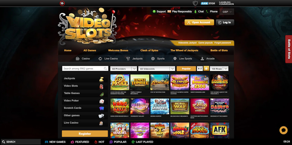 Most Popular Slots at Videoslots