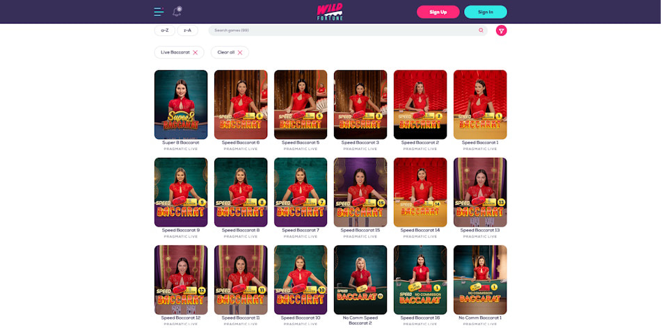 Live Dealer Baccarat Games at Wild Fortune