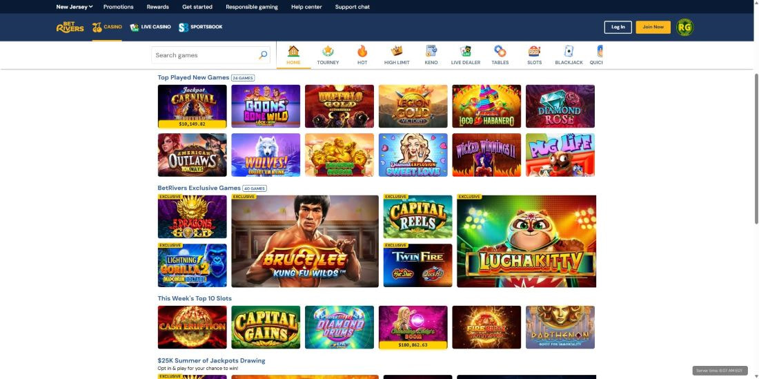 The Casino Games Selection at BetRivers