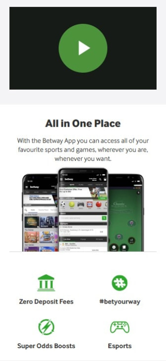 Betway's Casino App Information Page