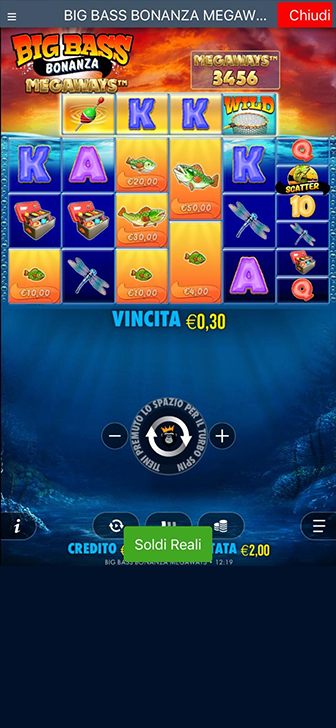 Una partita con la slot Big Bass Bonanza Megaways.