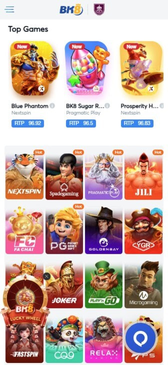 BK8 Slots with Listed RTP Rates