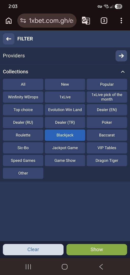1xBet Casino Game Filters