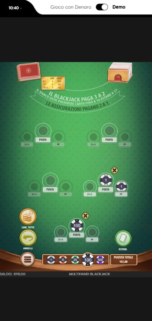 Demo dei giochi di blackjack online di 888casino