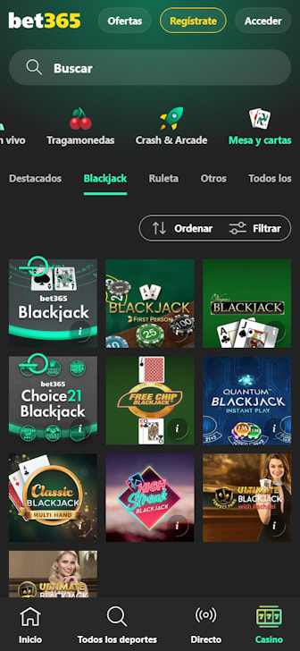 Juegos de blackjack virtual en bet365