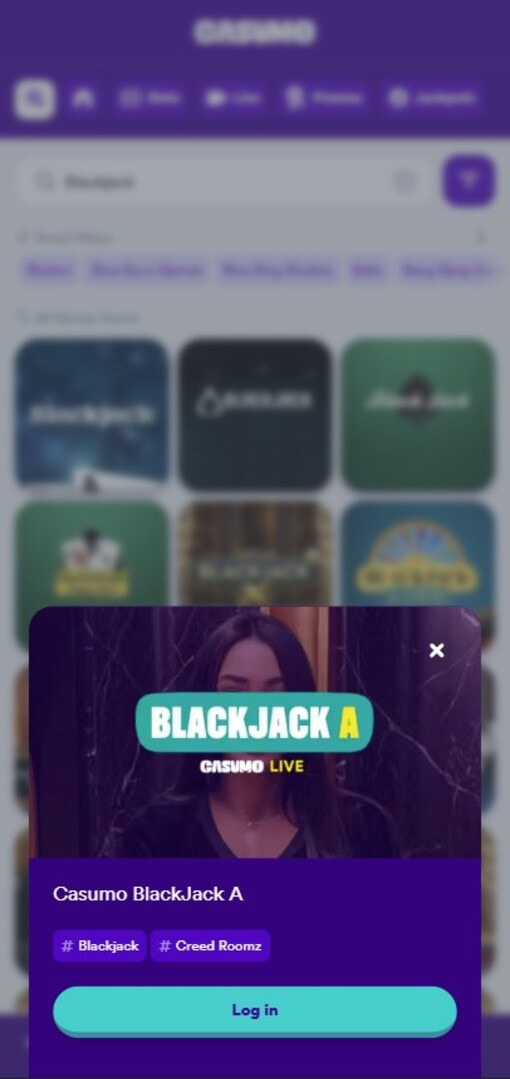 Casumo Exclusive Live Dealer Blackjack