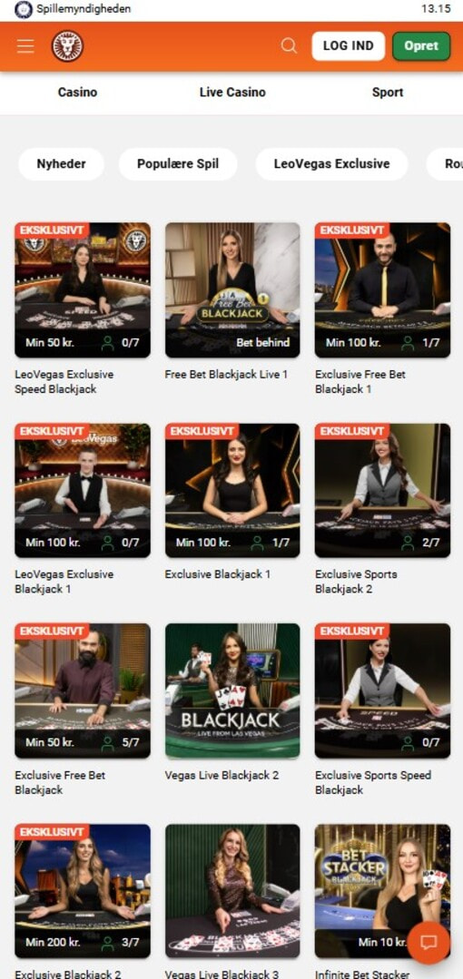 LeoVegas Exclusive Live Dealer Blackjack