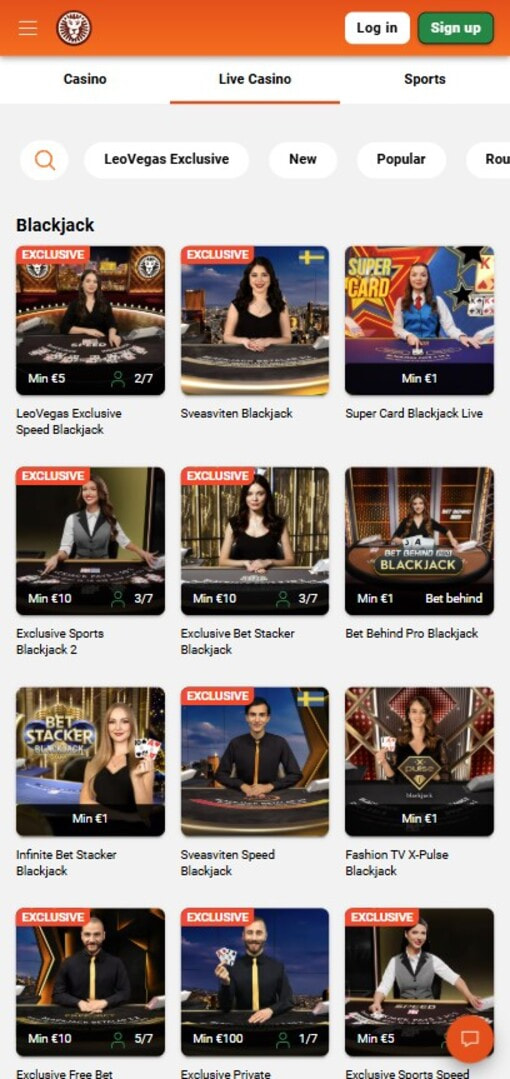 LeoVegas Exclusive Live Dealer Blackjack