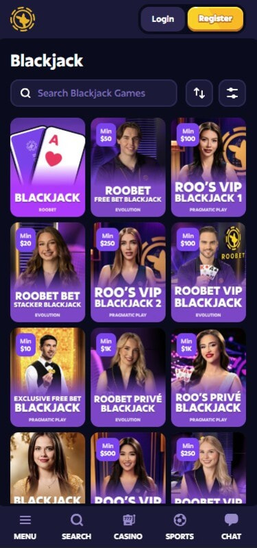 Roobet Exclusive Live Dealer Blackjack