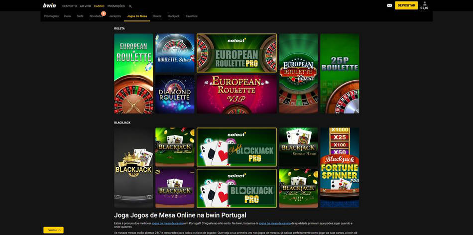 Jogos de mesa na bwin