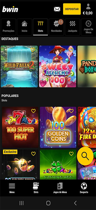 Lista de slots do casino bwin em Portugal no telemóvel