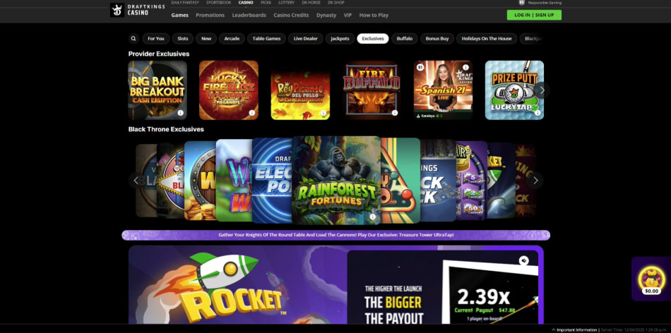 The Exclusive Casino Games at DraftKings