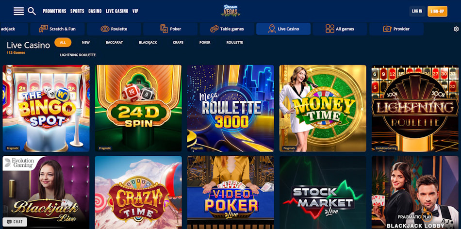 Live Casino Games at Dream Vegas