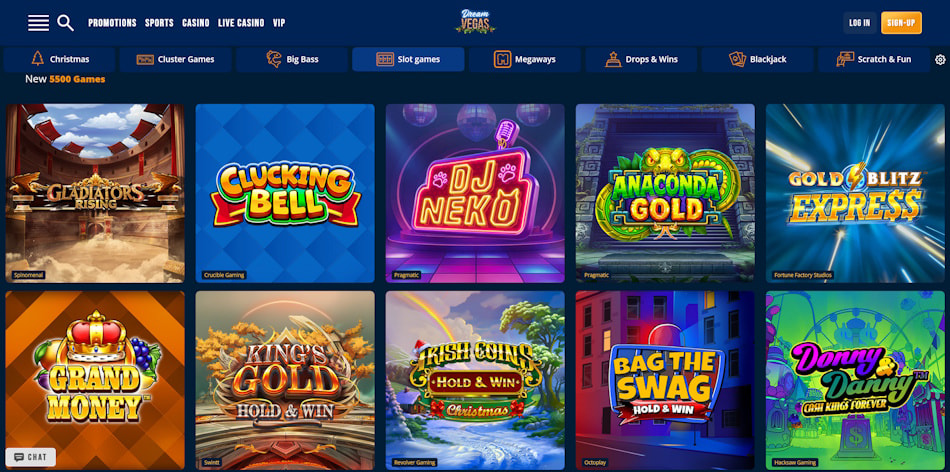 Dream Vegas Online Slots Lobby.