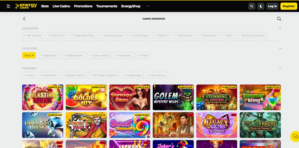 Slots Search at Energy Casino