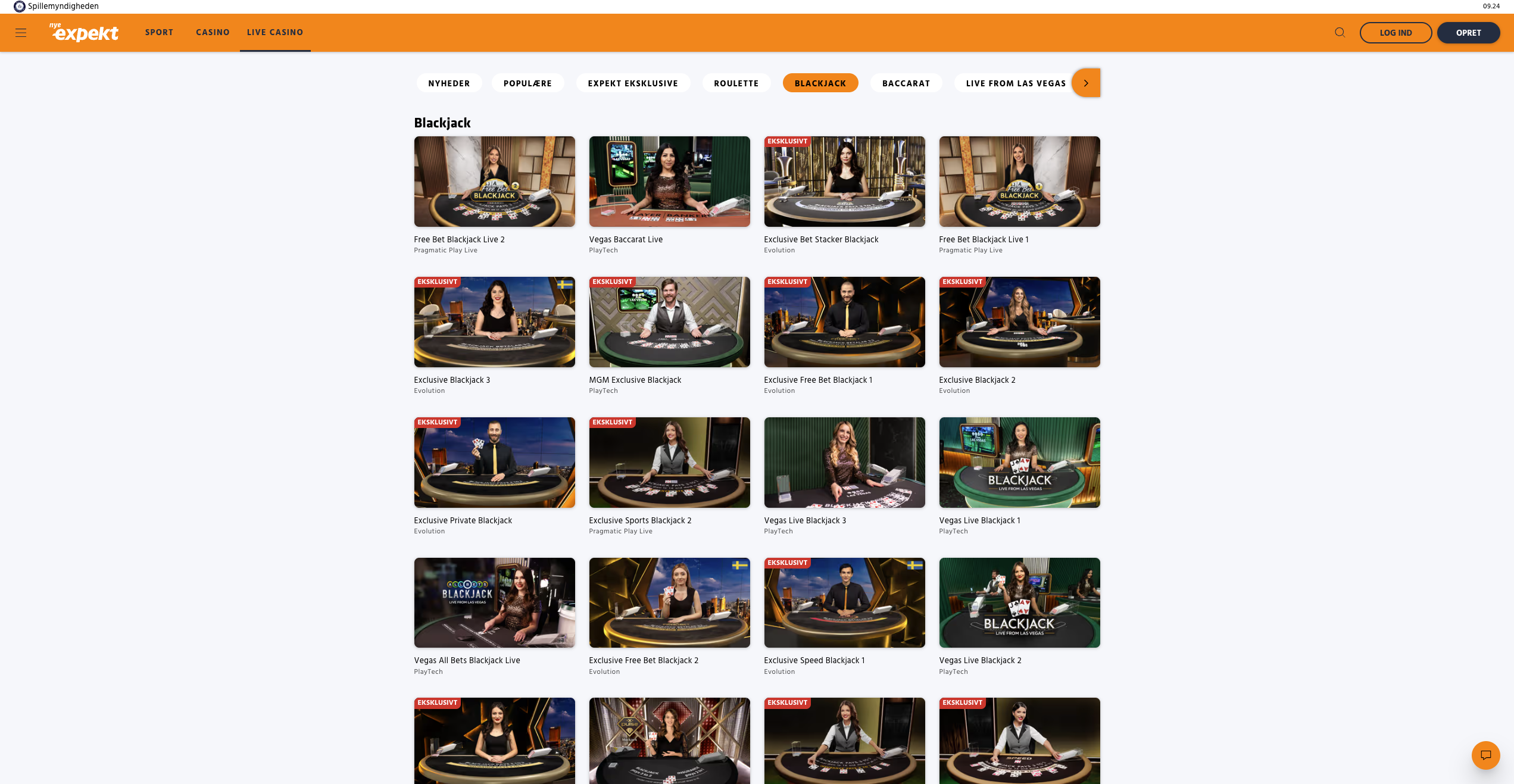 Der er mange blackjack spil at finde hos Expekts live casino