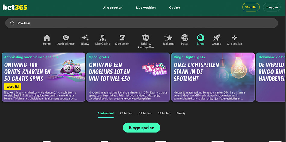 Bingokamers bij bet365.