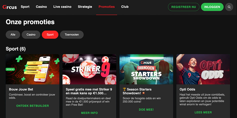Sportbonus bij Circus casino.