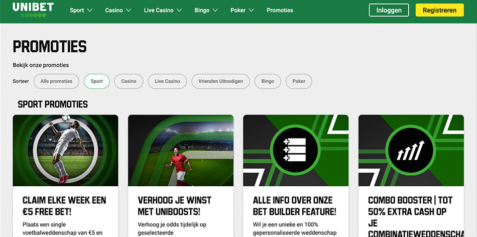 Meerdere sportpromoties bij Unibet.