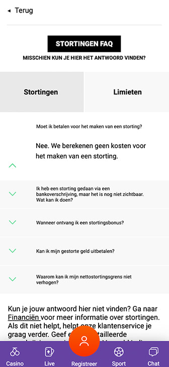 Opnamekosten bij iDEAL casino's