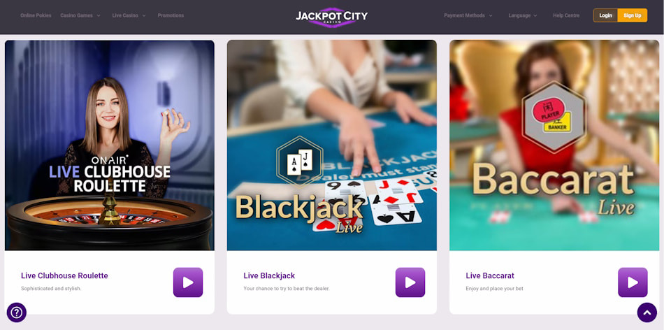 Live Dealer Casino Games at Jackpot City