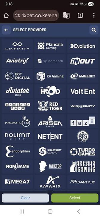 1xBet Game Developer List