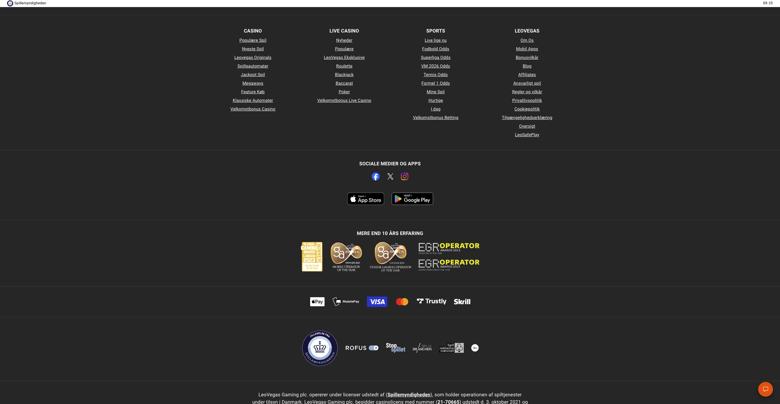 LeoVegas mobilapp kan downloades på både iOS- og Android-enheder, som de viser på siden.