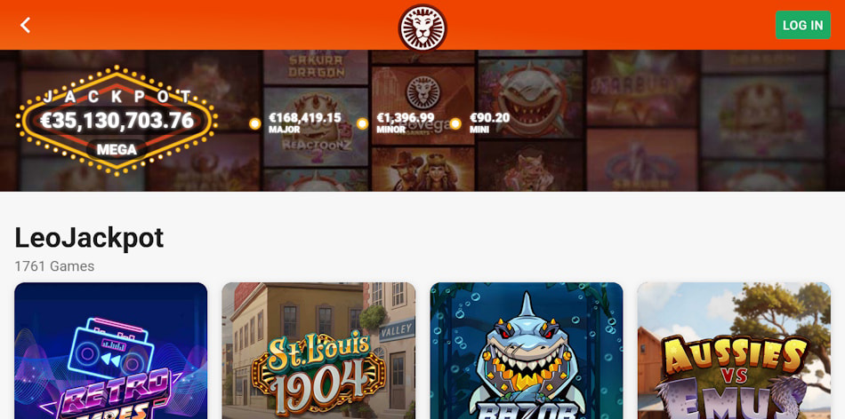 Track Jackpots at LeoVegas