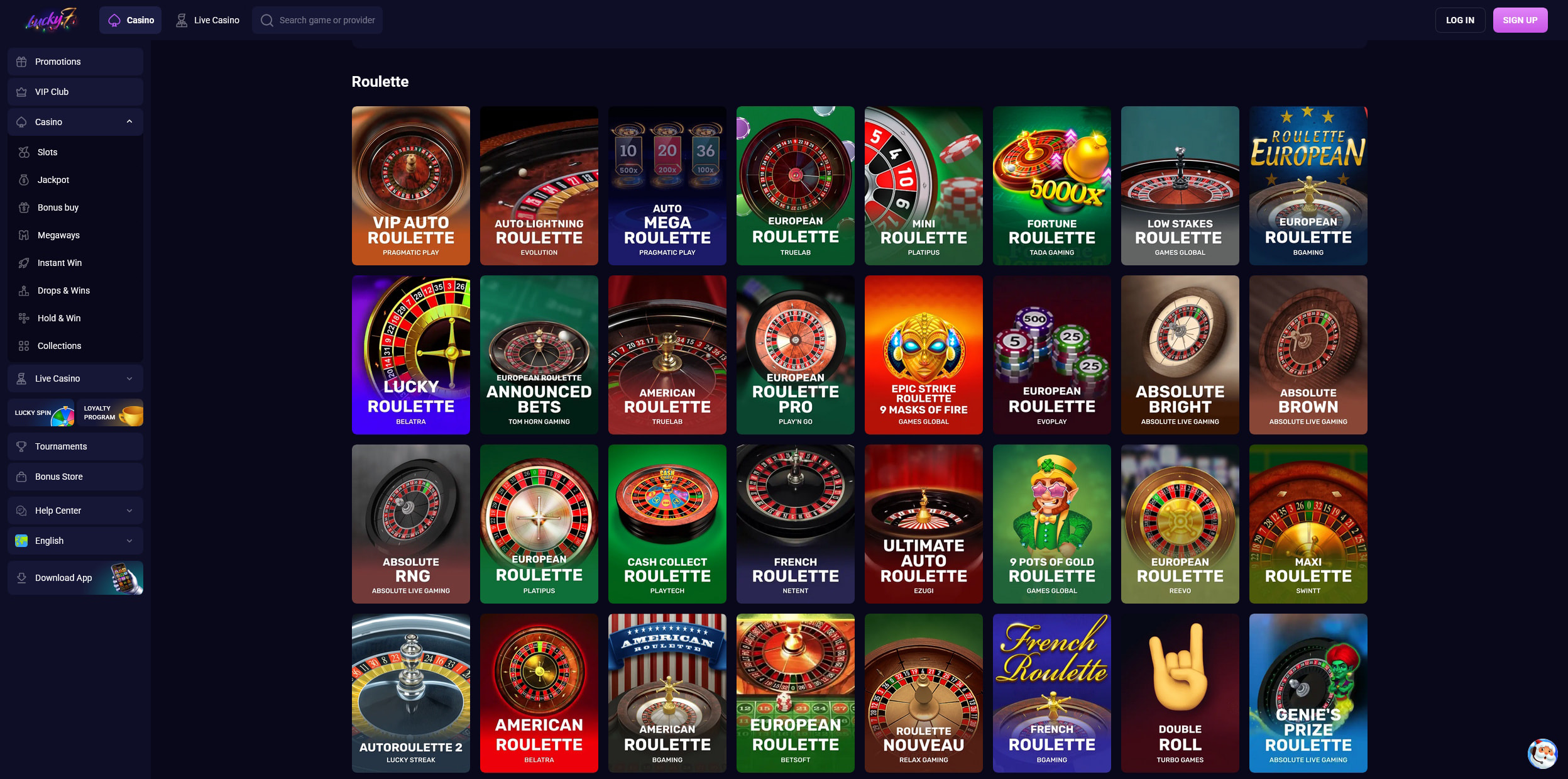 Lucky7 RNG Roulette Games.