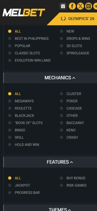 MelBet's Diverse Slot Feature Filters
