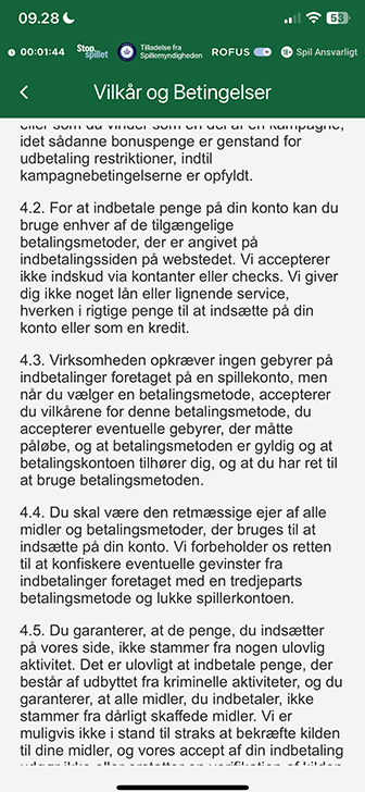 Eksempel på ingen gebyrer ved MobilePay indbetaling.