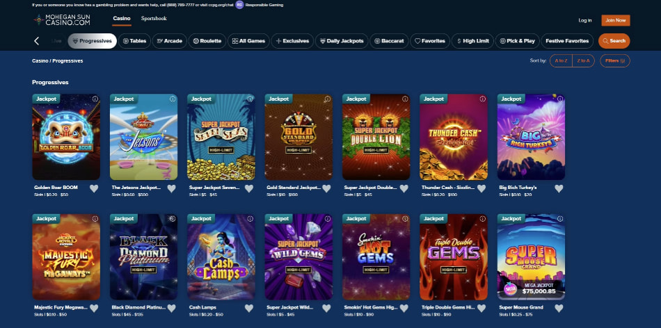 Progressive Jackpot Online Slots at Mohegan Sun Casino