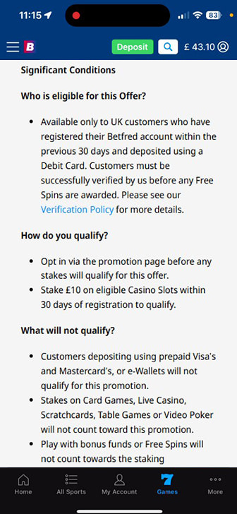 The Bonus Terms of Betfred
