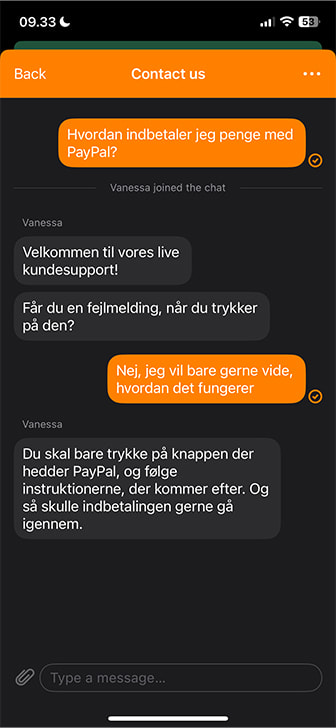 Support og kundeservice via PayPal testet på danske casinoer.