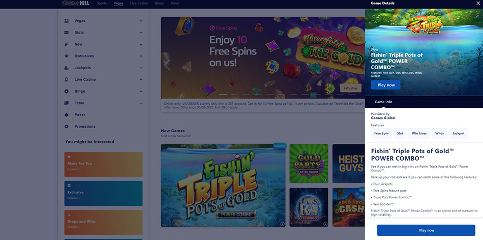 Screenshot of a Detailed Game Info Page at William Hill
