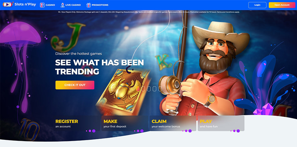 Screenshot of Slotsnplay's Vibrant & Modern Site Design