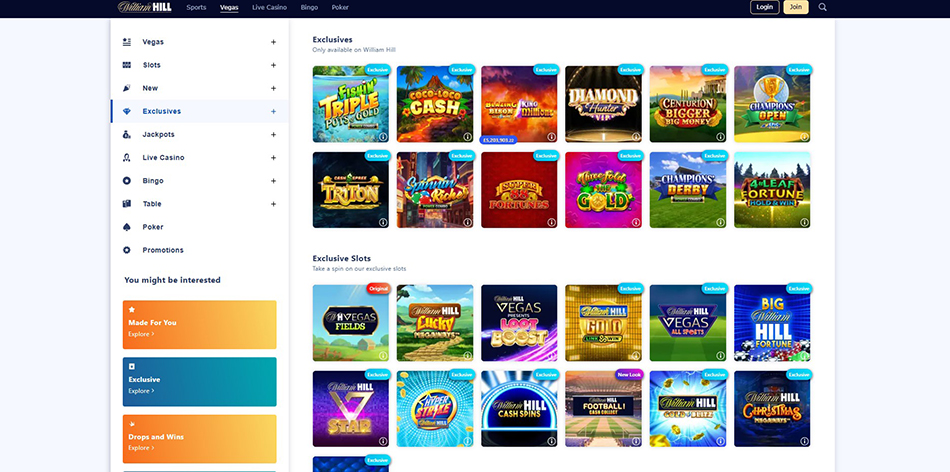 Screenshot of Exclusive Branded Slots at William Hill