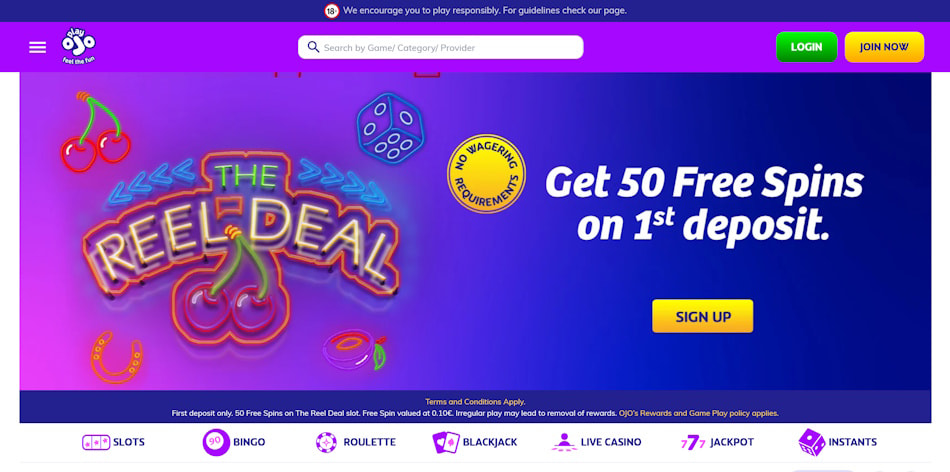 Free Spins Bonus at PlayOJO