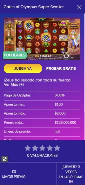 Demo de Tragamonedas en PlayUZU
