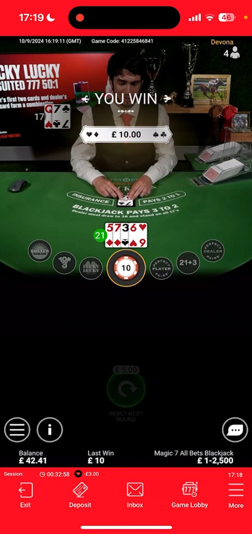 Magic 7 Blackjack Live at Ladbrokes Casino